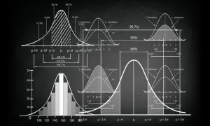 "black and white images of graphs and bell curves"