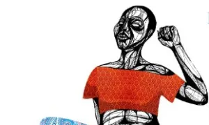 black woman with raised fist