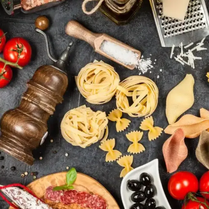 "pasta, tomatoes, cheese"