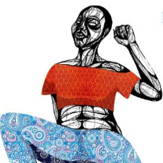 black woman with raised fist